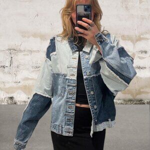REVICE Denim Patchwork Jacket Size Large